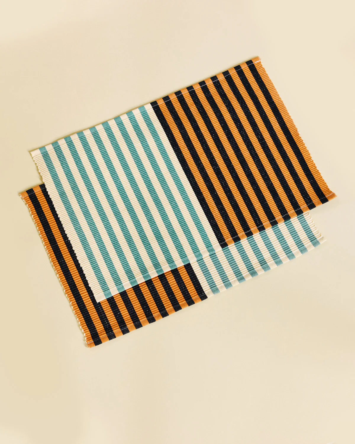 Duo Stripe Placemats in Poppy